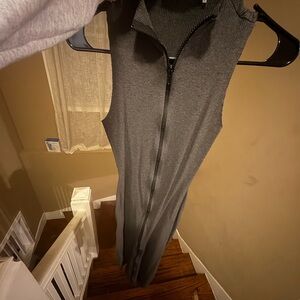 Gray Naked Wardrobe Snatched Sleeveless Zip-Up Dress